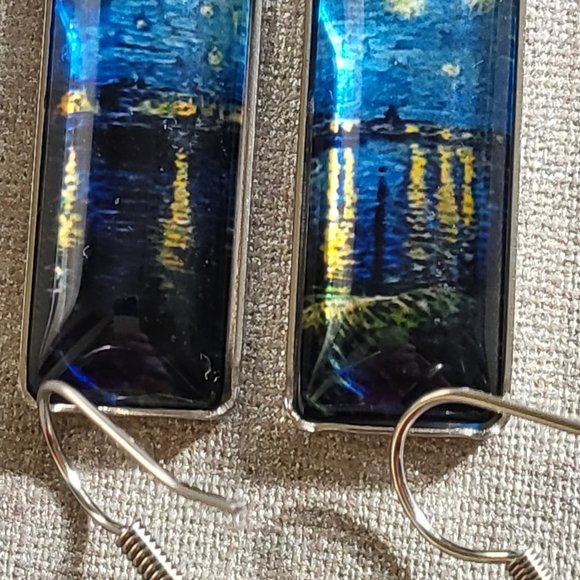 Van Gogh Painting Inspired Earrings - "Stary Night" and "Sunflower" earrings - Picture 3 of 6